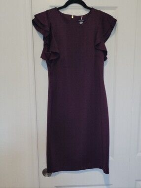 Tommy Hilfiger Plum Ruffle-Sleeve Midi Dress